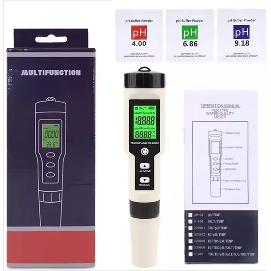 Conductímetro 5 En1  Ph,tds, Temp, Ec, Calidad De Aguas