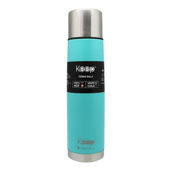 Termo Bala Rubber 1 Litro Acero Inoxidable Libre Bpa Keep