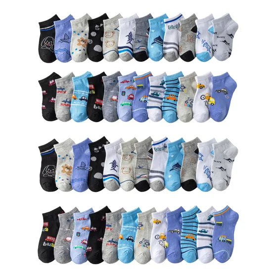 12 Pares Calcetines Niño Corto Tobillera Calcetas Bambú 2-10