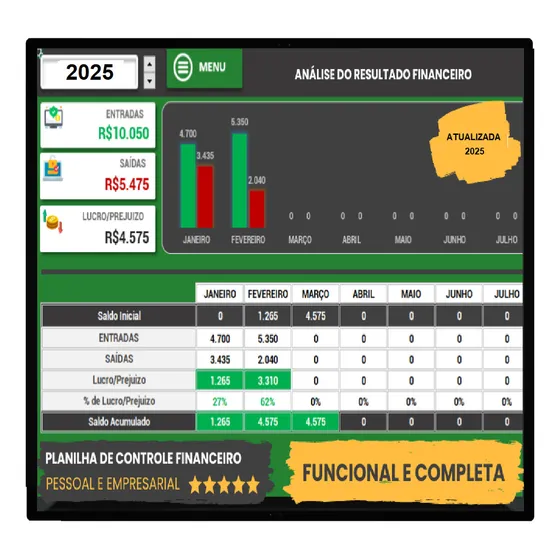 DCE Gestão E Controle Fluxo De Caixa financeiro Planilha Excel