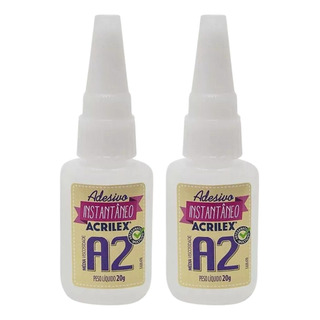 Kit Com 2 Colas Adesivo Instantâneo 20g A2 Acrilex Kit Com 2 Colas Adesivo Instantâneo 20g A2 Acrilex