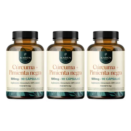 Pack Curcuma Premium 3 Frascos 270 Cápsulas Karun Life