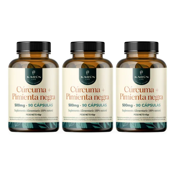 Pack Curcuma Premium 3 Frascos 270 Cápsulas Karun Life