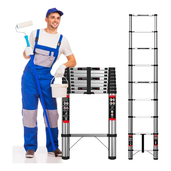 Escalera Telescópica De Acero Inoxidable Compacta Y Portátil