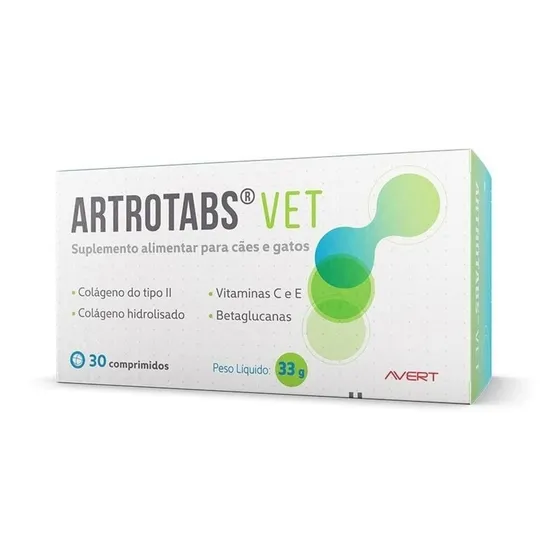 Suplemento Alimentar Artrotabs Vet Para Cães E Gatos 30 Comp