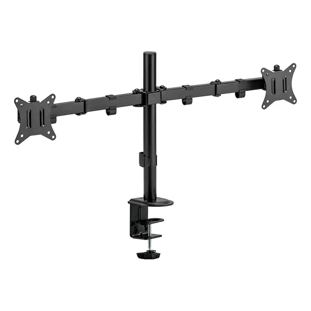 Soporte De Escritorio Acteck Enforce Zone Sm490 Para Monitor Doble Ajustable Negro Ac-934602