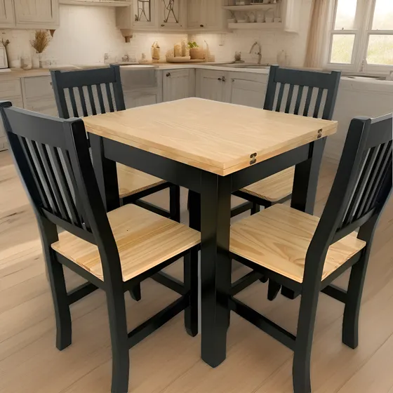 Mesa Libro 75x65 A 1.50x65 Negra Plegable Extensible Cocina