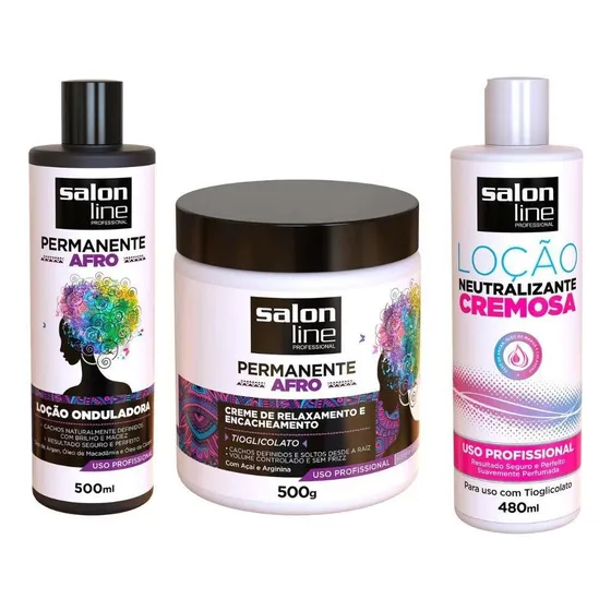 Kit Creme Relaxamento Cachos Afro Profissional Salon Line