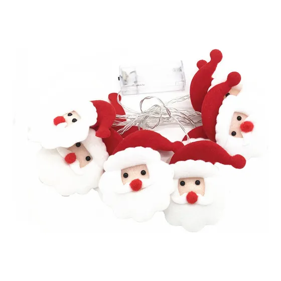 Pequenas Luzes Coloridas Em Formato De Cabeça De Papai Noel