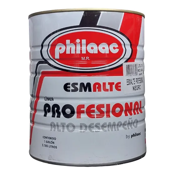 Pintura Negra Esmalte Brillante Profesional Galon Philaac