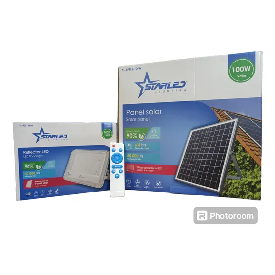 Reflector Led 100w. Ip66. Panel Solar Y Control Remoto.