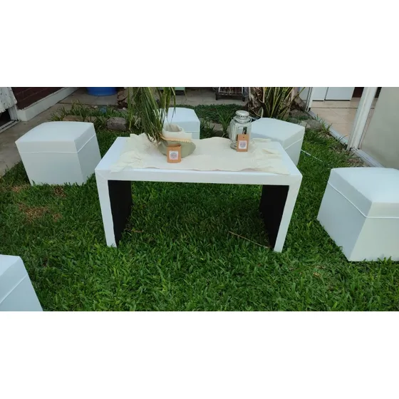 Combo De Mesa Y Puff , 8 Puff 40 X 40 Mas Su Mesa Reforzados