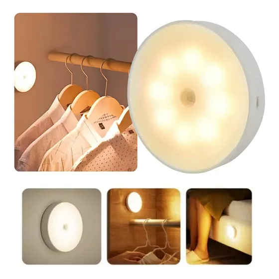 Kit 2 Luminária Led Sem Fio Recarregável C/ Sensor Movimento