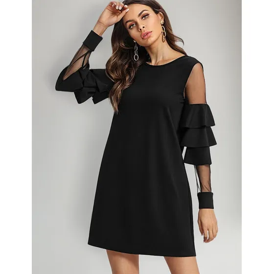 Vestido Helen Linea A Manga Tull Casual Oficina Arma Tu Look
