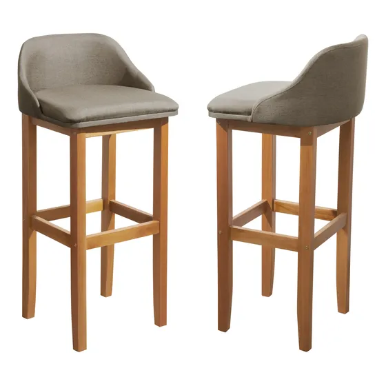 Conjunto 2 Banqueta Madeira Realeza Bancada Cozinha Estofada