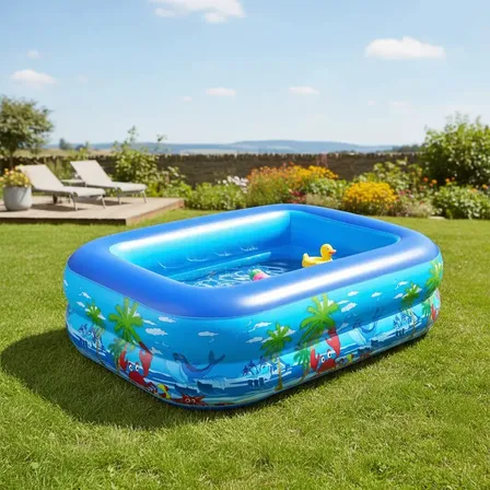 Piscina Inflável Infantil Retangular 80 Litros Banheira De Bolinha Para Criança Cor Azul