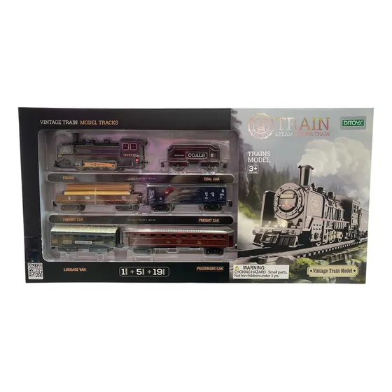 Tren Eléctrico Vintage A Escala Con Pista Y Locomotora A Vapor Set Completo De 19 Piezas Con Vagones, Vías Y Sonido Juguete Educativo Para Niños +3 Años