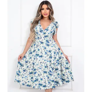 Vestido Midi Moda Evangélica Lindo Floral Elegante Malha Vestido Midi Moda Evangélica Lindo Floral Elegante Malha