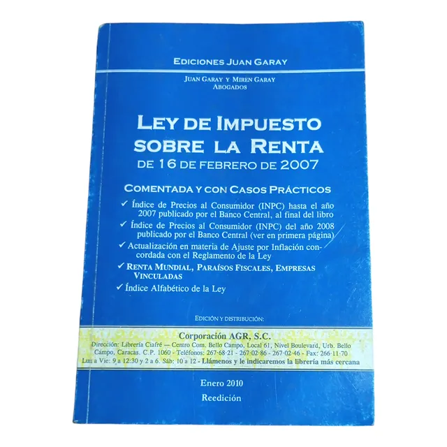 Libro Ley De Impuesto Sobre La Renta De 16 De Febrero  2007