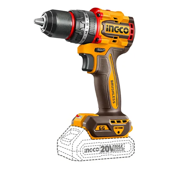 Taladro Atornillador Percutor 13mm 20v Ingco Cidli206681 Color Amarillo
