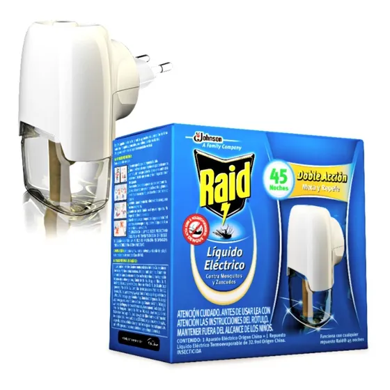 Raid Insecticida Mata Mosquitos Líquido Sin Olor 45 Noches