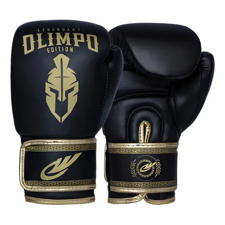 Luva De Boxe Muay Thai Kickboxing Olimpo Esportes Cor Preto - Dourado Tamanho 14oz