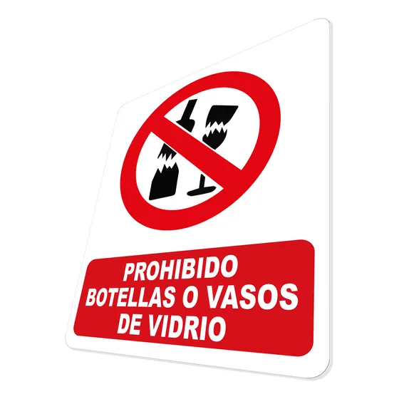 Letrero Prohibido Botellas O Vasos De Vidrio Señalización