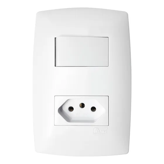Conjunto Tomada 10a + Interruptor Simples - Blux Linha Home