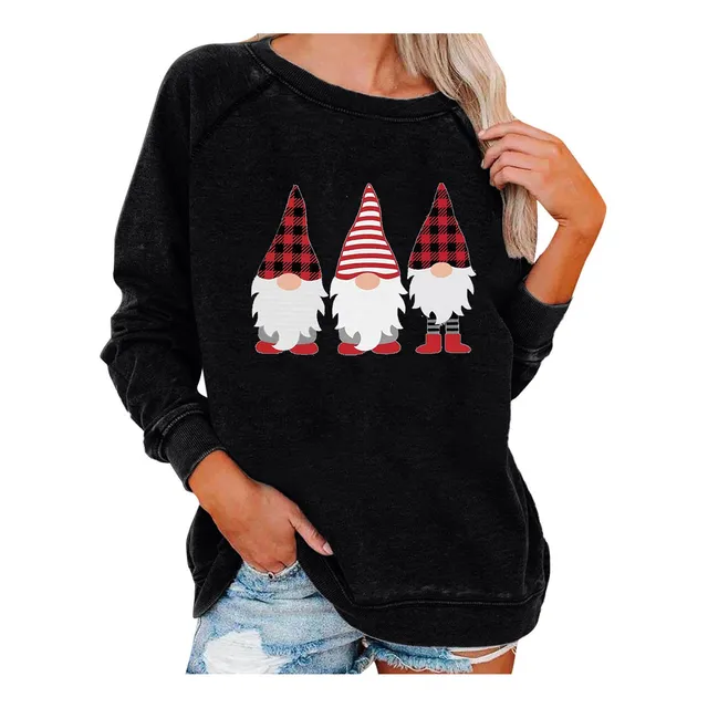 Elf Christma Tops Para Mujer Otoño Casual Manga Larga Cuello