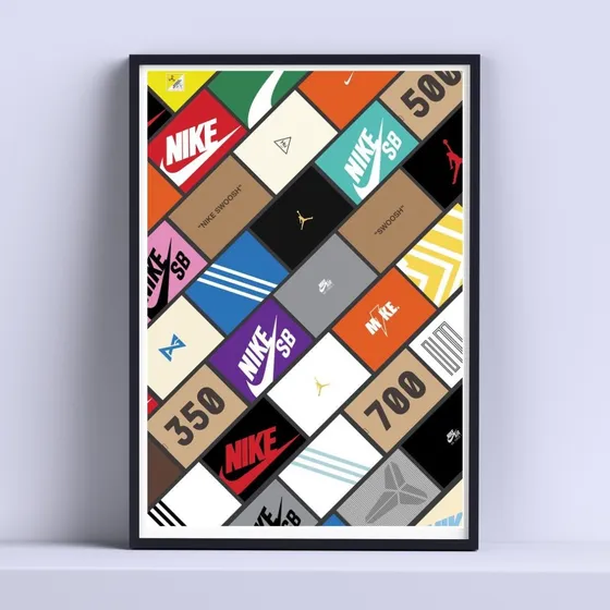 Cuadro Enmarcado Nike Diseños Cajas 30x40cm Listo P Colgar