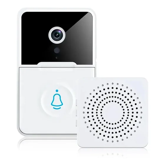 Campanhia Interfone Inteligente Wi-fi Noturna Áudio E Video Branca
