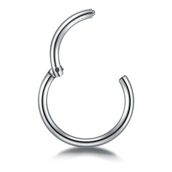 Piercing Argolla Segmento Stk086 Titanium 1,2x10mm 16g 1und Color Plateado