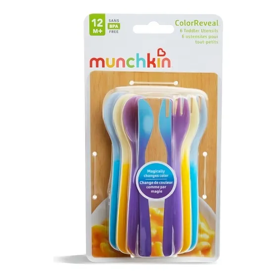 Cuchara y tenedor Munchkin Colorreveal con 6 unidades, 12 m
