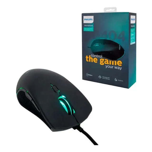 Mouse Gamer Philips 6 Botones Videojuegos 2400 Dpi