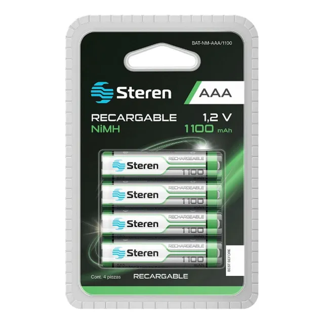 Pila Batería Recargable A A A (triple A) 1100mah Steren