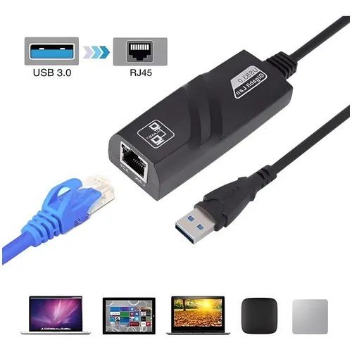 Adaptador Ethernet USB 3.0 Para RJ45 Placa de Rede Gigabit 10/100/1000 Mpbs Gbps Para Windows Notebook e Desktop