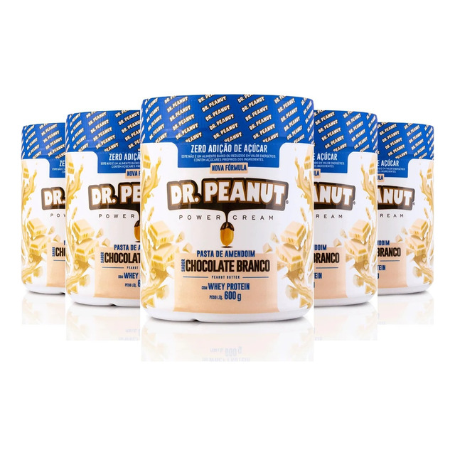5x Pasta De Amendoim Com Whey Protein 600g Cada - Dr Peanut 5x Pasta De Amendoim Com Whey Protein 600g Cada - Dr Peanut