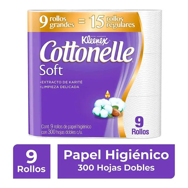 Papel Higiénico Kleenex Cottonelle Soft 9 Rollos