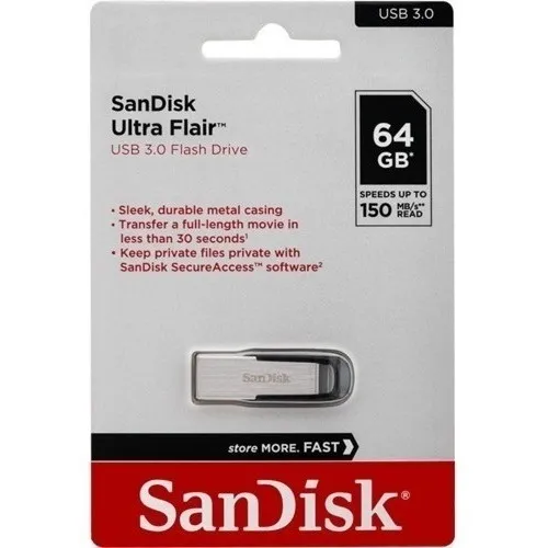 Pendrive Sandisk 64gb Usb 3.0 Ultra Flair Cz73 150mbp Rapido
