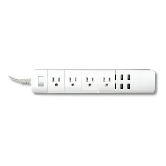 Multicontacto de 4 tomas TechZone TZEXTSH01 con usb color blanco largo del cable de 1.8m 15A 127V