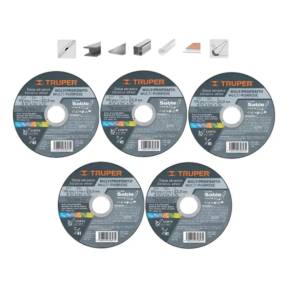 5 Discos Multimaterial Amoladora Esmeril 4 1/2 Corte Extrafi