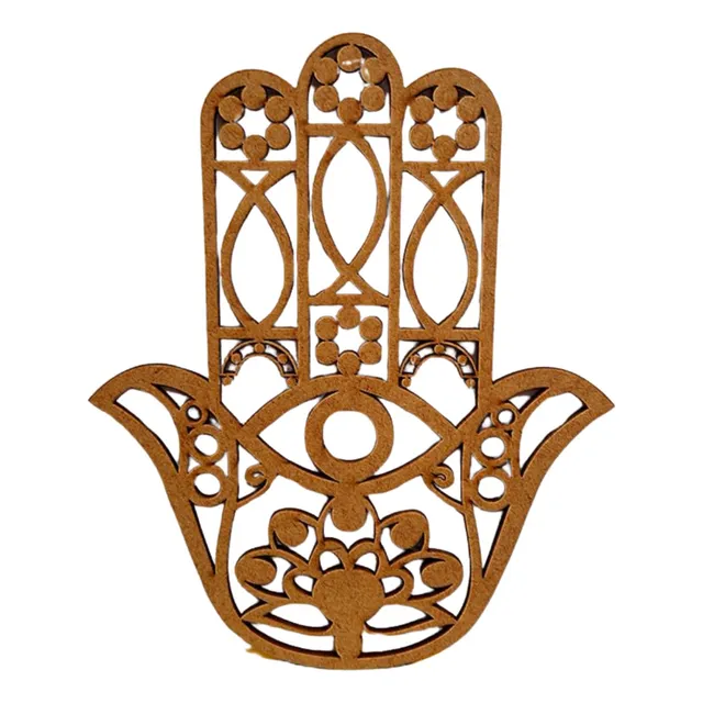 Quadro Decorativo Parede Hamsa Hand Mão Fátima Mdf 30cm Cru