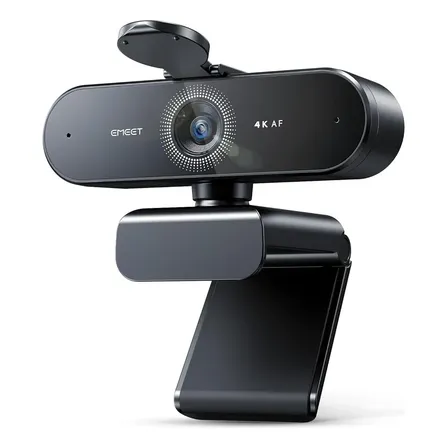 Emeet Novaa 4k Webcam 1080p 60fps Camera Para Pc Streaming Microfone Kit Viedeo Conferencia Foco Automático Preto Black