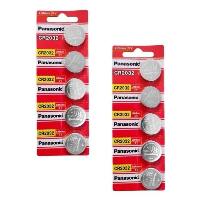 Kit de 10 pilas tipo moneda Panasonic Cr2032 de 3 V