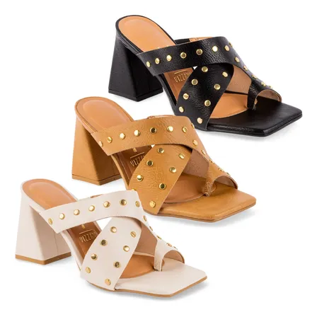 Sandália Vizzano Feminina Salto Grosso Tamanco Original 6464 Off White 39 Br
