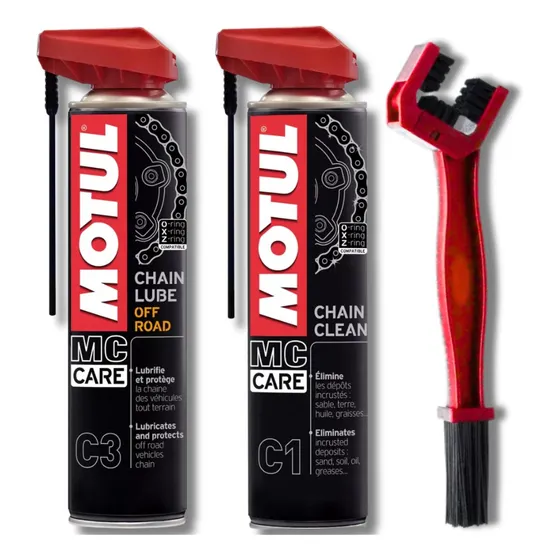 Motul Chain Clean C1 + Chain Lube C3 Off Road 400 Ml Escova 