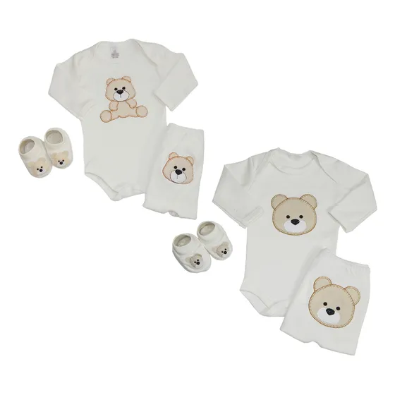 Conjunto Body Bebê Mijão E Sapatinho Menino(a) Stylo Ursinho