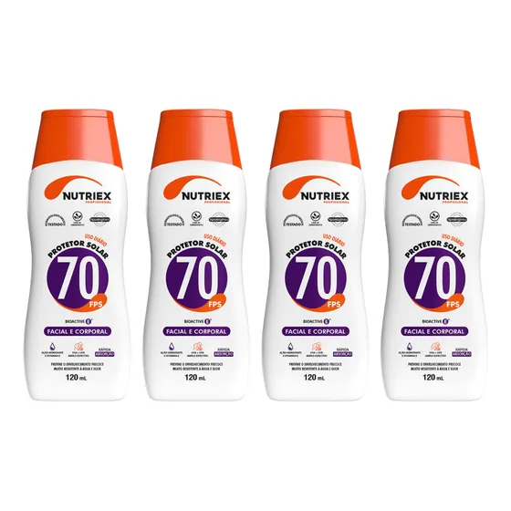 Kit 4 Protetor Solar Rosto Corporal Fps 70 Soldador 120ml