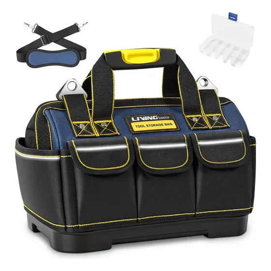 Bolsa Maleta Organizadora Ferramentas Eletricista Lona Reforçado Impermeável Oxford 1680d C/14 Bolsos Azul