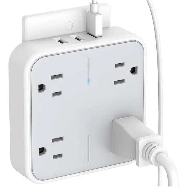Regleta Multicontacto Pared 4 Enchufes Con 3 Usb Para Hogar